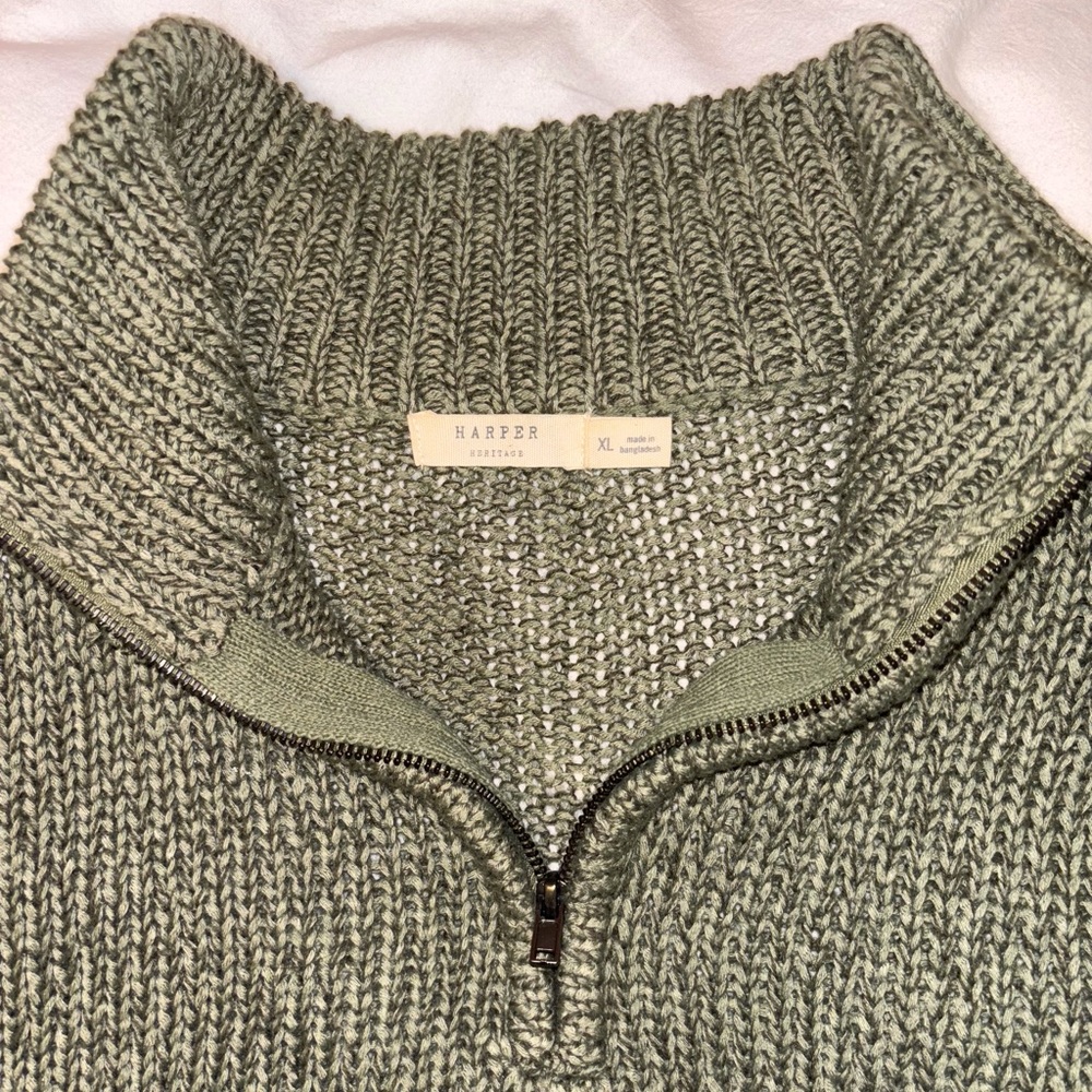 Harper Women’s Quarter Zip Green Sweater